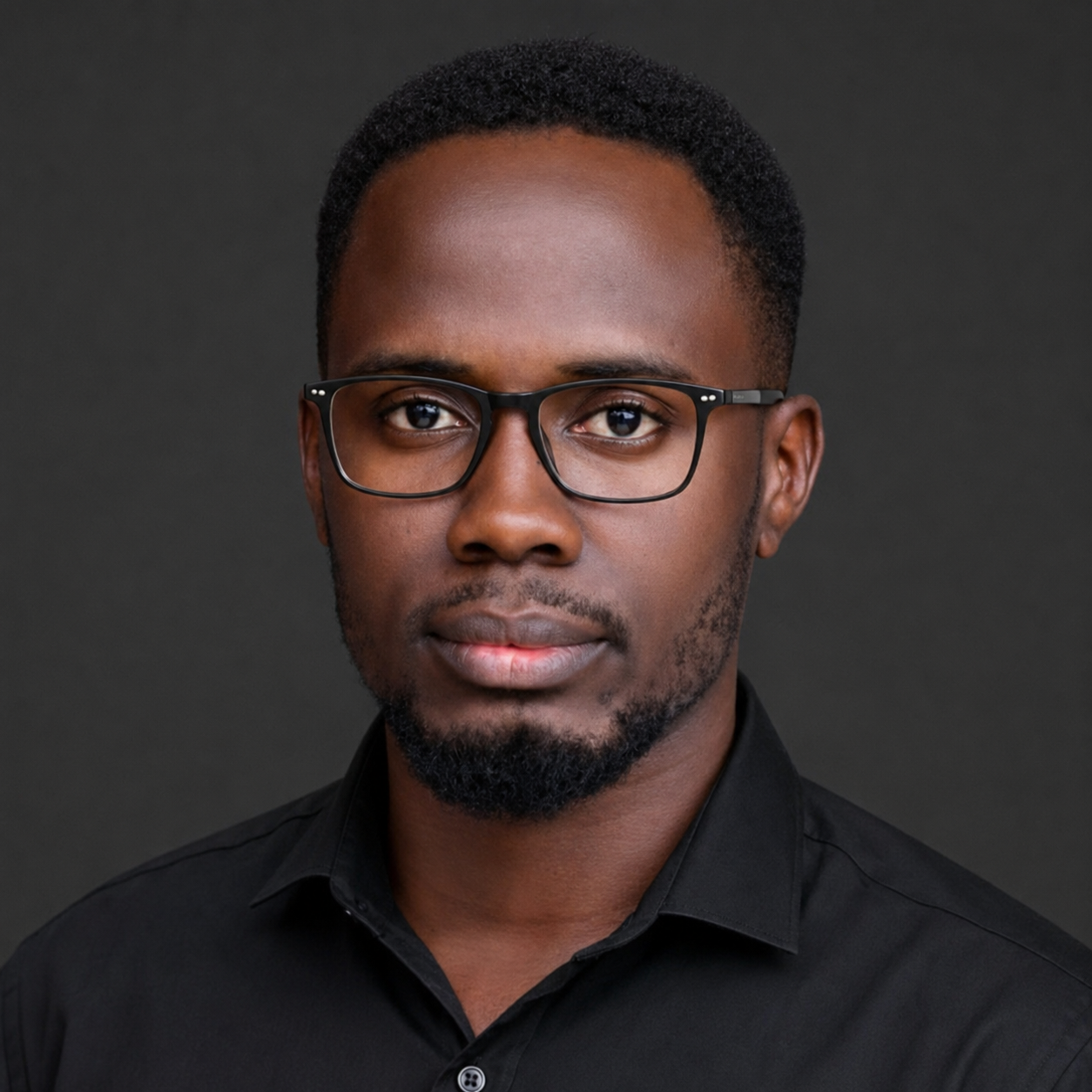 Portrait of Sylvester Eyamah in a concrete studio